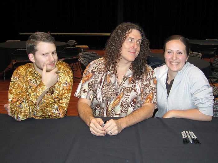 Ron and Rachel Stauffer meeting Weird Al Yankovic backstage