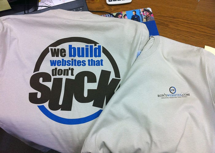 My first-ever run of company shirts, back in 2010, a few years after I first started my business